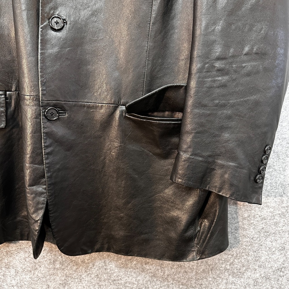 Alfani Leather Jacket Mens Size 48 L Positano Black Sport Coat Blazer Soft - Picture 4 of 12